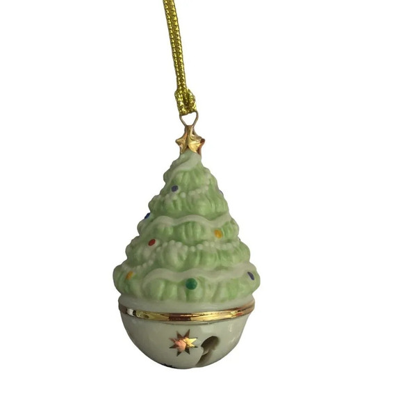 LENOX "Sleigh Bells Tree" Porcelain Gold Trim Christmas Xmas Tree Ornament - Picture 4 of 5